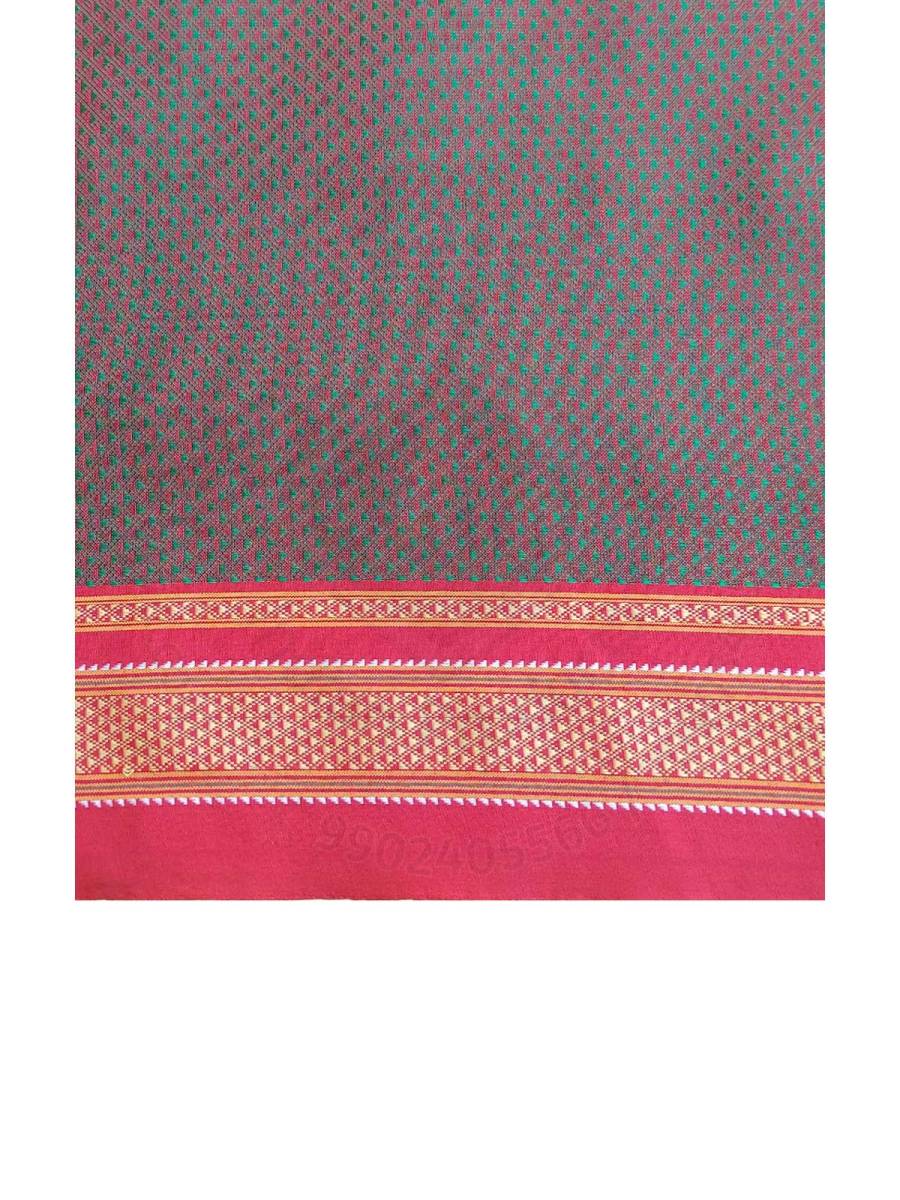 Khana / Khunn Blouse Piece - Silver Green with Maroon blend
