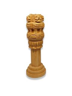 Handicraft Wooden Ashoka Pillar | Table Office Home Decor | 5 inch