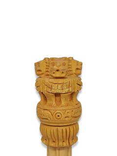 Handicraft Wooden Ashoka Pillar | Table Office Home Decor | 5 inch