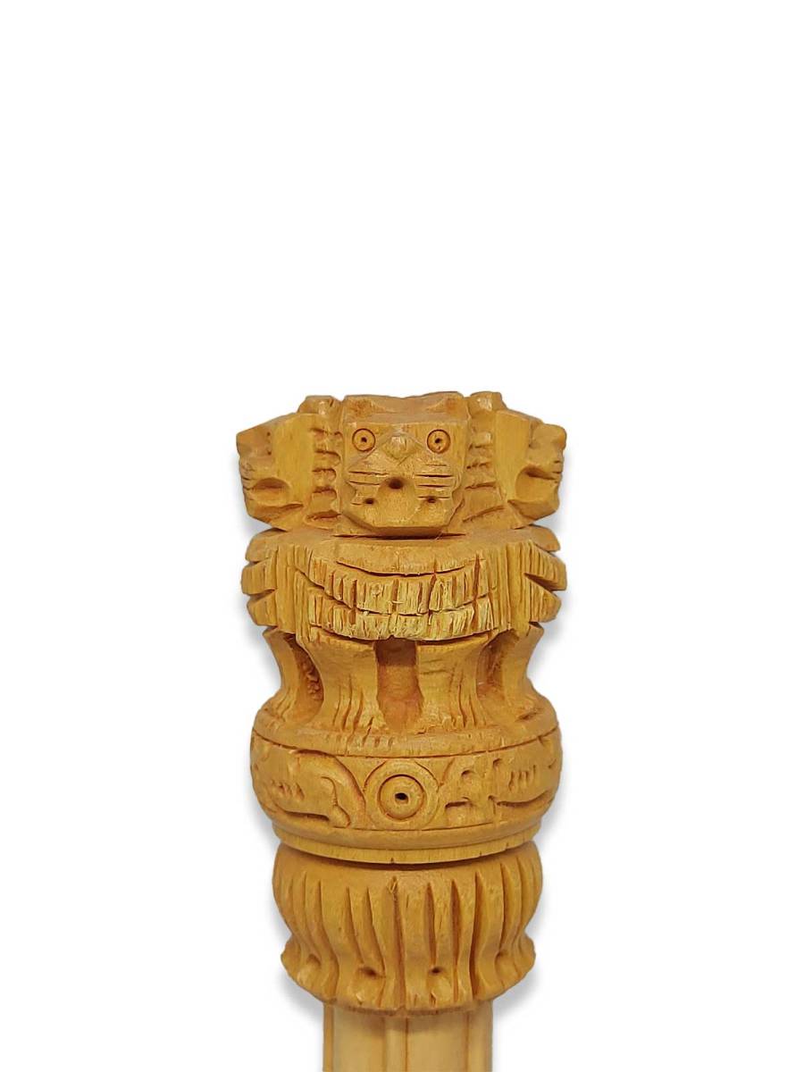 Handicraft Wooden Ashoka Pillar | Table Office Home Decor | 5 inch