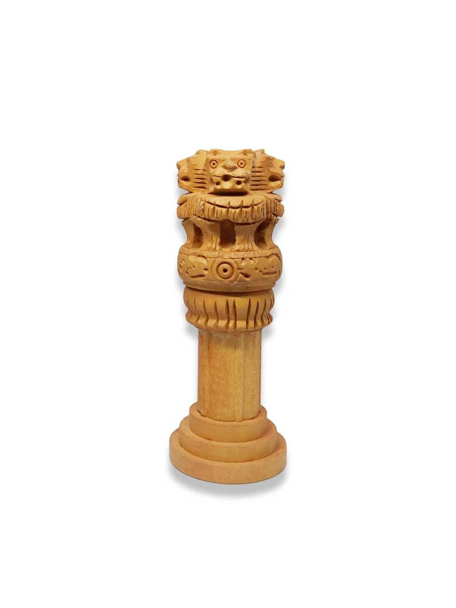 Handicraft Wooden Ashoka Pillar | Table Office Home Decor | 4 inch
