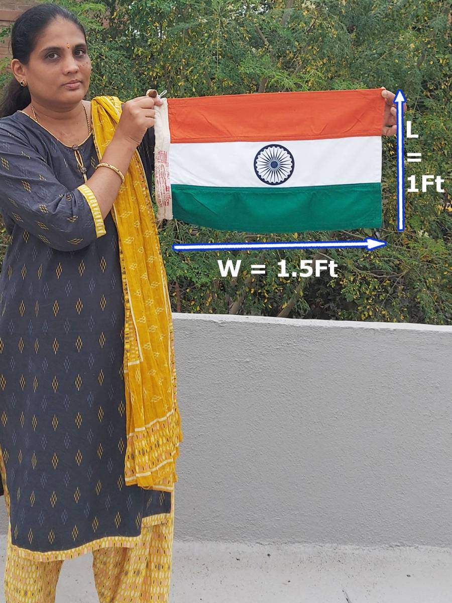 The Indian National Flag | Khadi Cotton Tiranga | 1.5 ft x 1ft  | BIS - IS1 approved