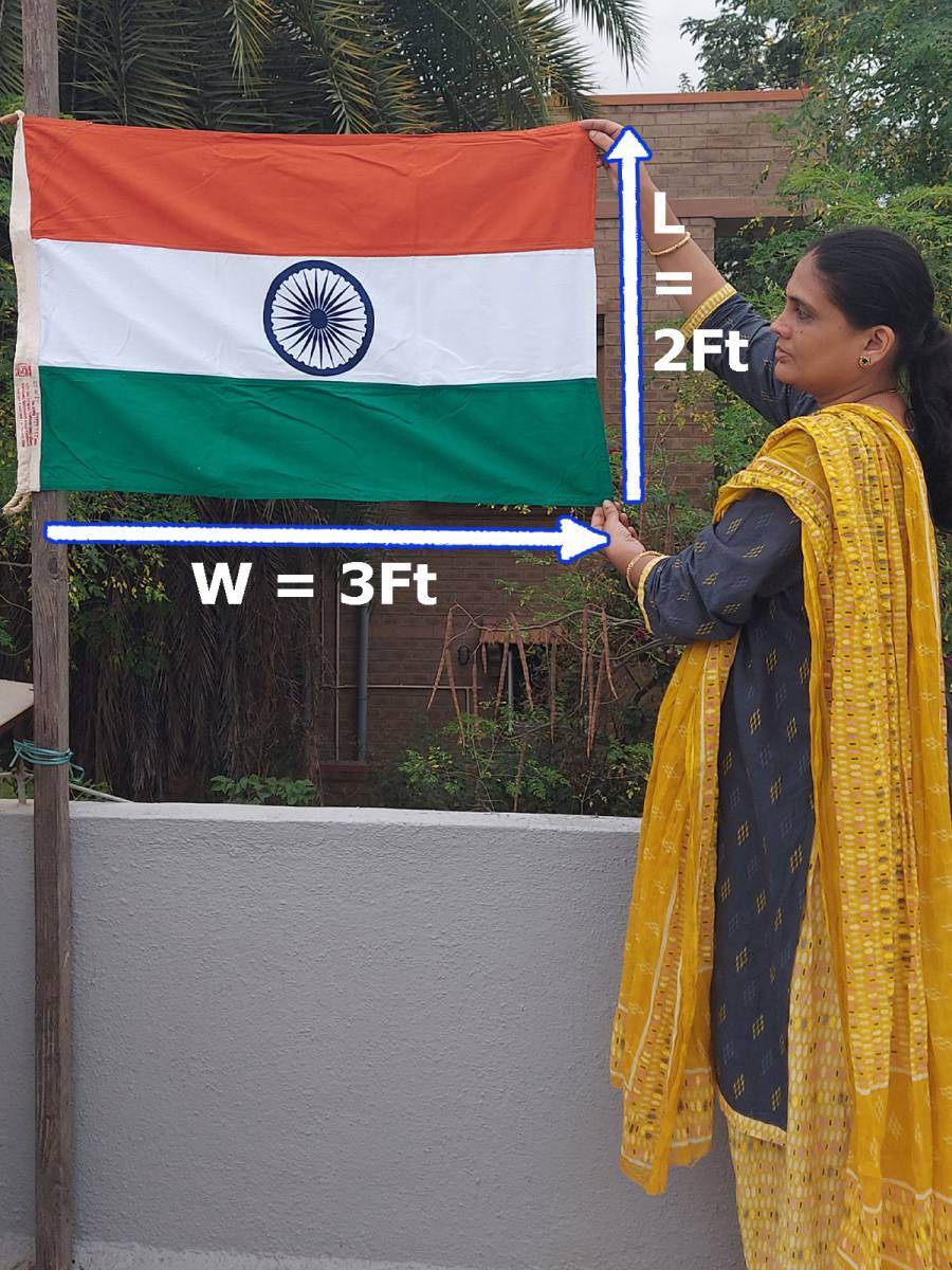 The Indian National Flag | Khadi Cotton Tiranga | 3 Ft x 2 Ft | BIS - IS1 approved