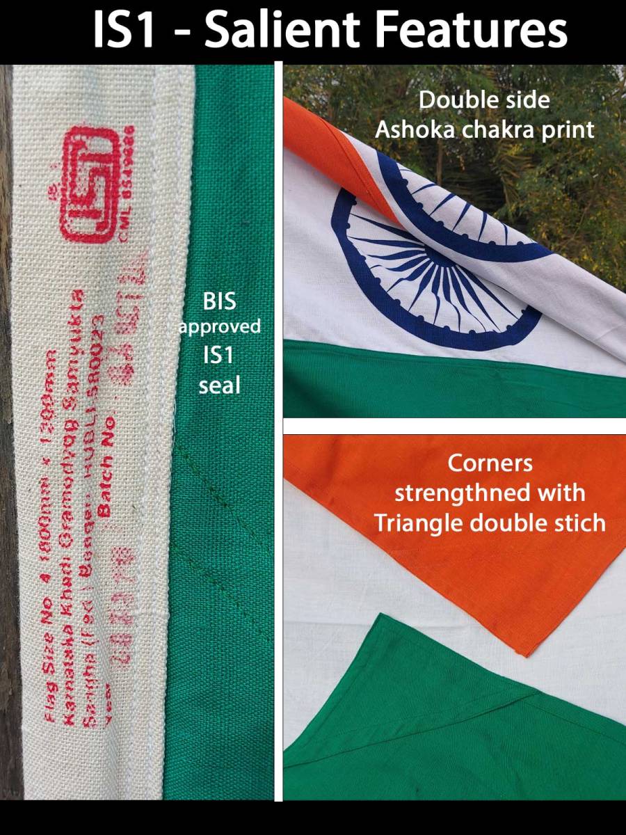 The Indian National Flag | Khadi Cotton Tiranga | 6 Ft X 4 Ft | BIS - IS1 approved The Indian National Flag | Khadi Cotton Tiranga | 6 Ft X 4 Ft | BIS - IS1 approved