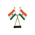 National Flag | Khadi Cotton Tiranga | 7.5cm x 5cm | Cross Table Flag