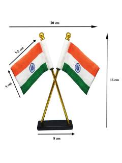 National Flag | Khadi Cotton Tiranga | 7.5cm x 5cm | Cross Table Flag