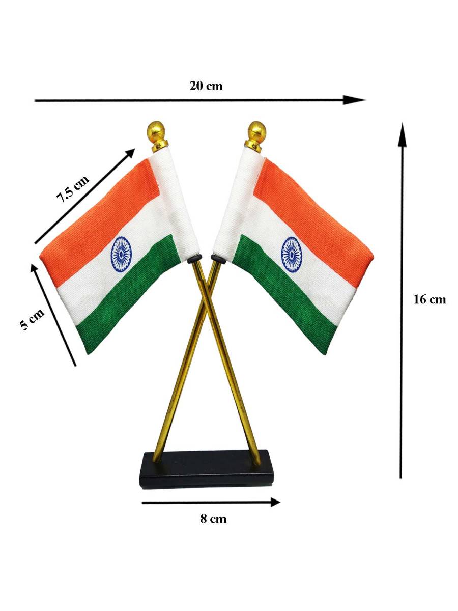 National Flag | Khadi Cotton Tiranga | 7.5cm x 5cm | Cross Table Flag National Flag | Khadi Cotton Tiranga | 7.5cm x 5cm | Cross Table Flag