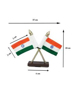 National Flag | Khadi Cotton Tiranga | 6cm x 4cm | Small cross Table Flag | Car dashboard Flag
