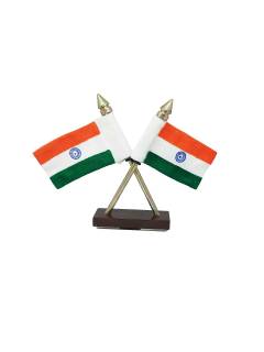 National Flag | Khadi Cotton Tiranga | 6cm x 4cm | Small cross Table Flag | Car dashboard Flag
