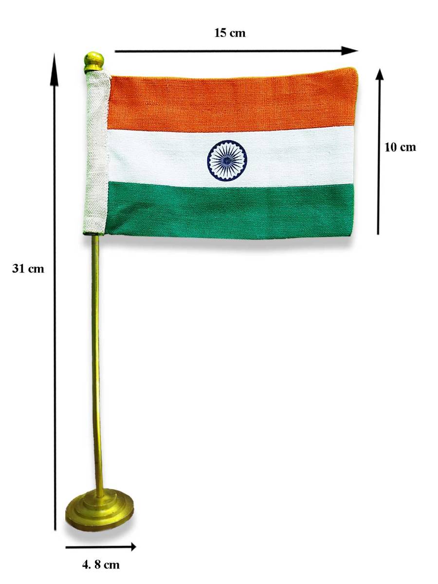 The Indian National Flag | Khadi Cotton Tiranga | 6 inch x 4 inch - Table Flag | BIS - IS1 approved