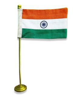 The Indian National Flag | Khadi Cotton Tiranga | 6 inch x 4 inch - Table Flag | BIS - IS1 approved