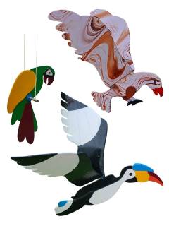 Wooden Birds - Combo1 - HornBill, Parrot, Eagle - Garden/Outdoor Decor