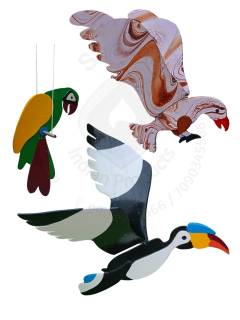 Wooden Birds - Combo1 - HornBill, Parrot, Eagle - Garden/Outdoor Decor
