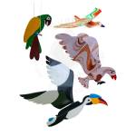 Wooden Birds - Combo2 - HornBill, Parrot, Eagle & Tiranga Bird - Garden/Outdoor Decor
