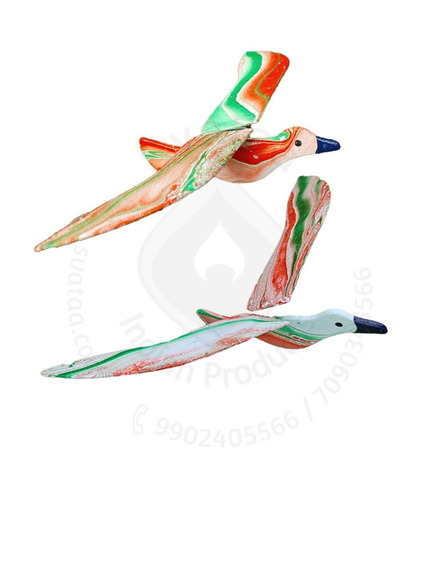 Wooden Bird Tiranga pair  -  Set of 2 - Garden/Outdoor Decor
