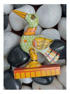 Handcrafted Wooden Carved Bird - Saaras - Crane Figurine - Set of 2 - Orissa Crafts - Home Decor
