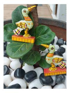 Handcrafted Wooden Carved Bird - Saaras - Crane Figurine - Set of 2 - Orissa Crafts - Home Decor
