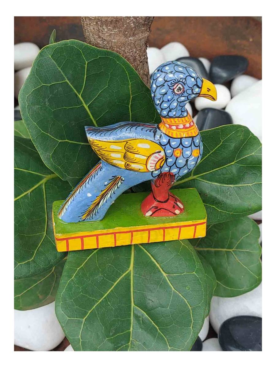 Handcrafted Wooden Carved Bird - Garuda - Eagle Figurine - Set of 2 - Orissa Crafts - Home Decor
