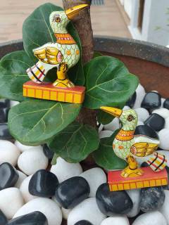 Handcrafted Wooden Carved Bird - Saaras - Crane Figurine - Set of 2 - Orissa Crafts - Home Decor