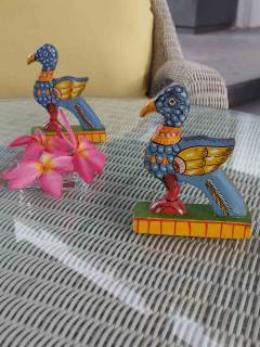 Handcrafted Wooden Carved Bird - Garuda - Eagle Figurine - Set of 2 - Orissa Crafts - Home Decor