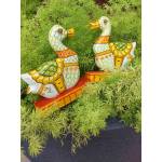 Handcrafted Wooden Carved Bird - Hamsa - Swan Figurine - Set of 2 - Orissa Crafts - Home Decor