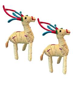 Orissa Coir Crafts - Handcrafted Deer Figurine - Set of 2 - Home Decor Orissa Coir Crafts - Handcrafted Deer Figurine - Set of 2 - Home Decor