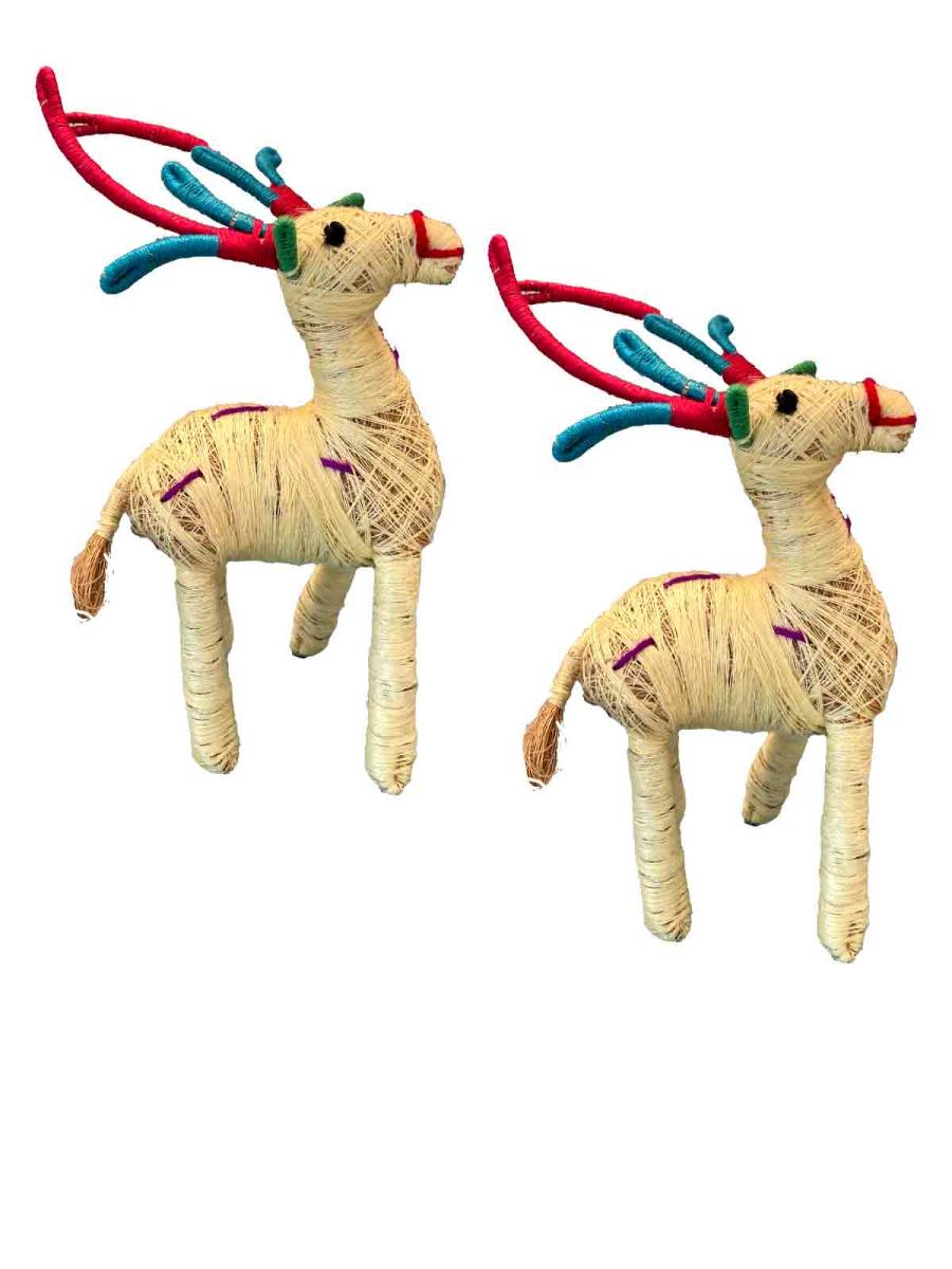 Orissa Coir Crafts - Handcrafted  Deer - Mother and Baby Figurine - Home Decor