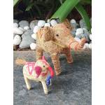 Orissa Coir Crafts - Handcrafted Elephant Mother and Baby Figurine - Home Decor