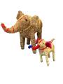 Orissa Coir Crafts - Handcrafted Elephant Mother and Baby Figurine - Home Decor