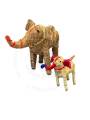 Orissa Coir Crafts - Handcrafted Elephant Mother and Baby Figurine - Home Decor

