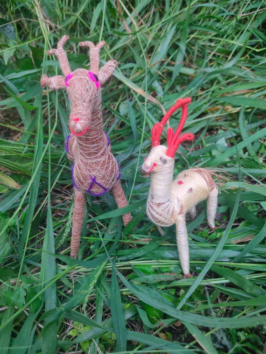 Orissa Coir Crafts - Handcrafted  Deer - Mother and Baby Figurine - Home Decor