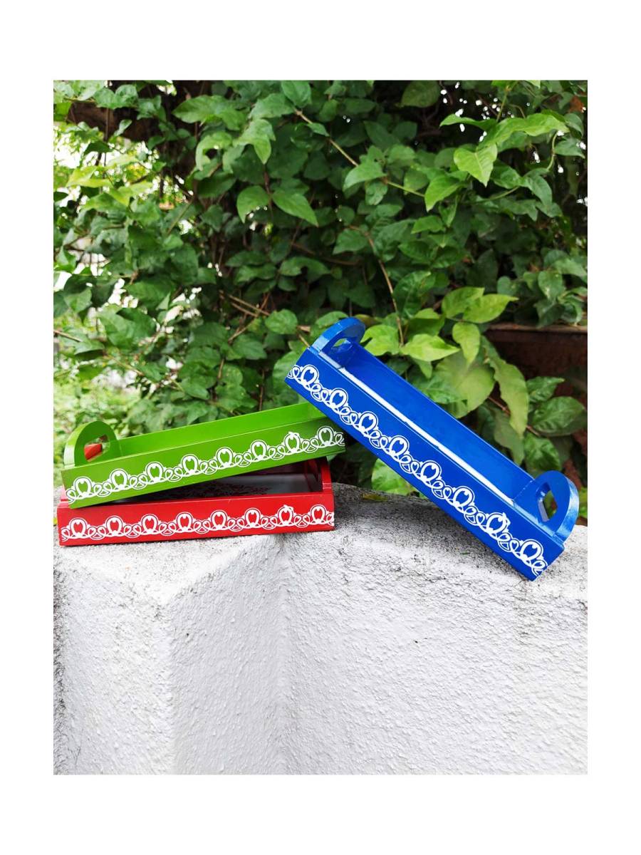 Wooden Serving Tray - Small - Assorted Color - 6x8 inches