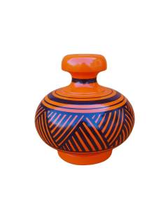 Wooden Vase - Abstract Art - Orange
