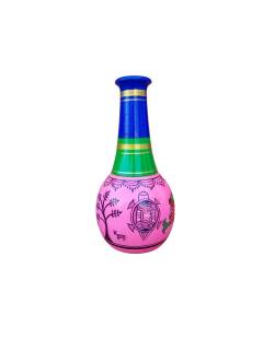 Wooden Vase - Madubani Art - Pink
