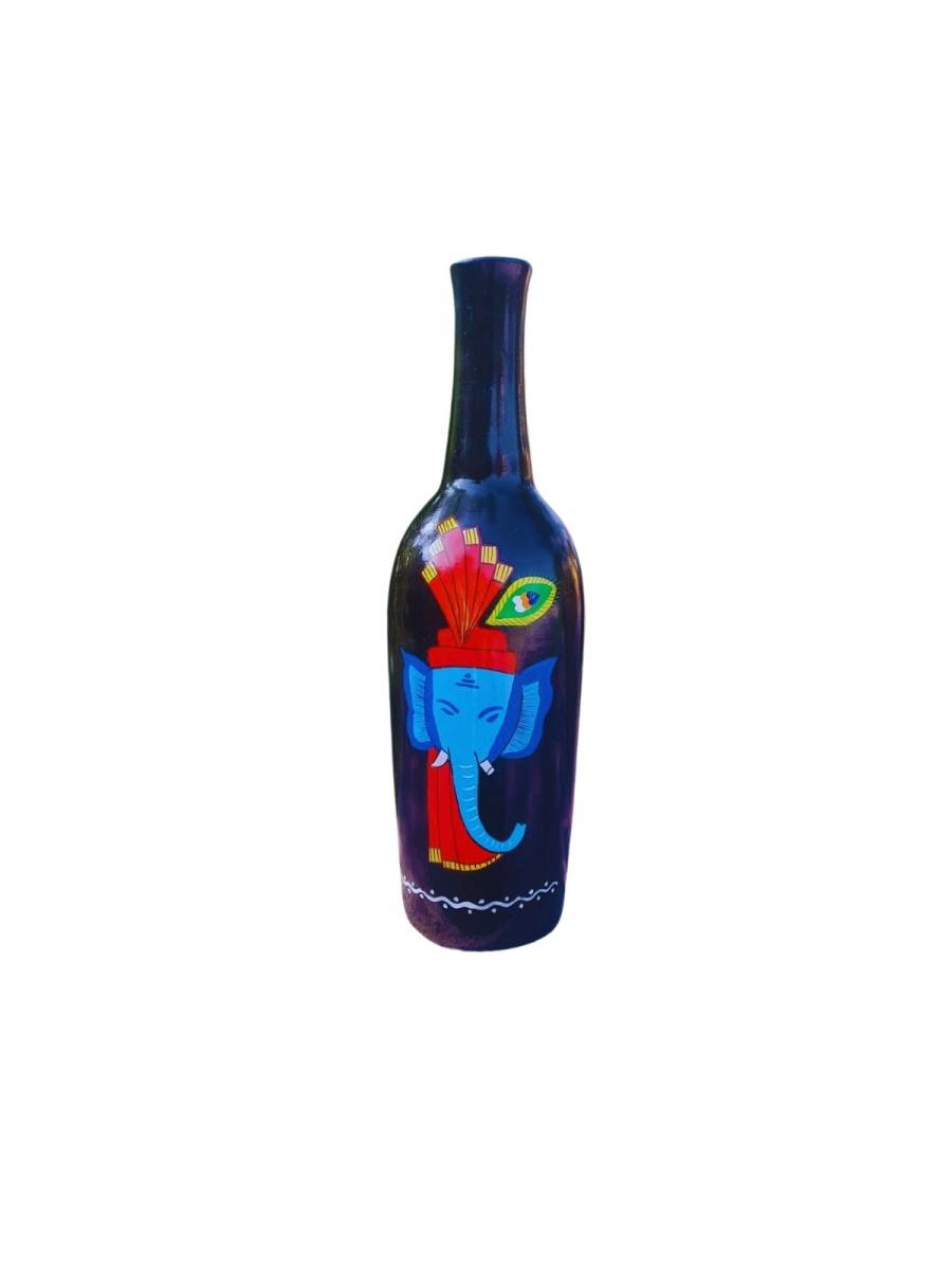 Wooden Vase - Tribal Art Ganesha
