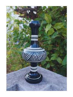 Wooden Vase - Abstract Art - Black & White
