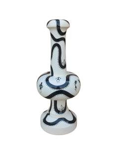 Wooden Vase - Warli Art - Large - Black & White
