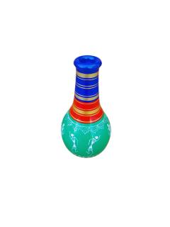 Wooden Vase - Warli Art - Green
