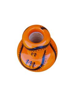 Wooden Vase - Warli Art - Orange
