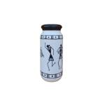 Wooden Vase - Warli Art - Black & White
