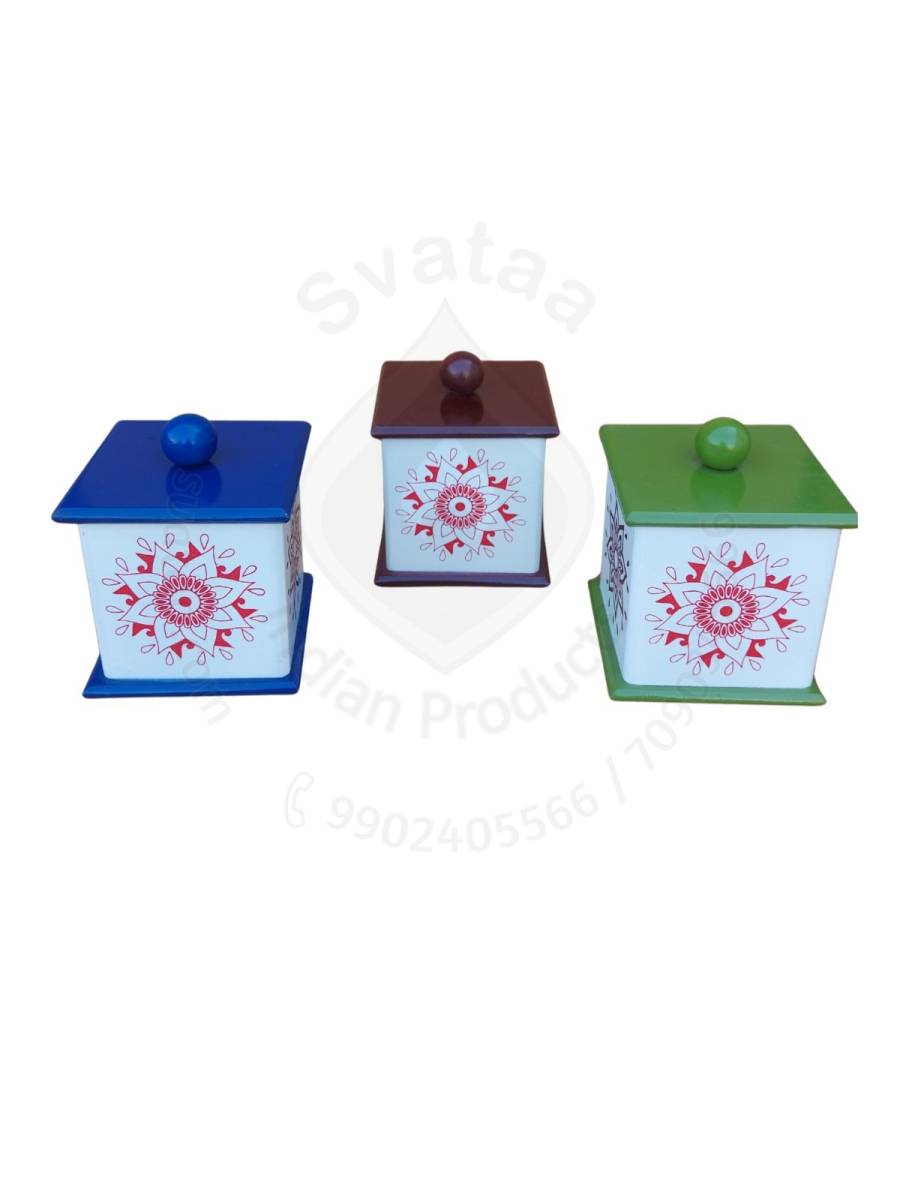 Wooden Candy Box | Storage Box - Mandala Print - Pack of 1 - Assorted Color
