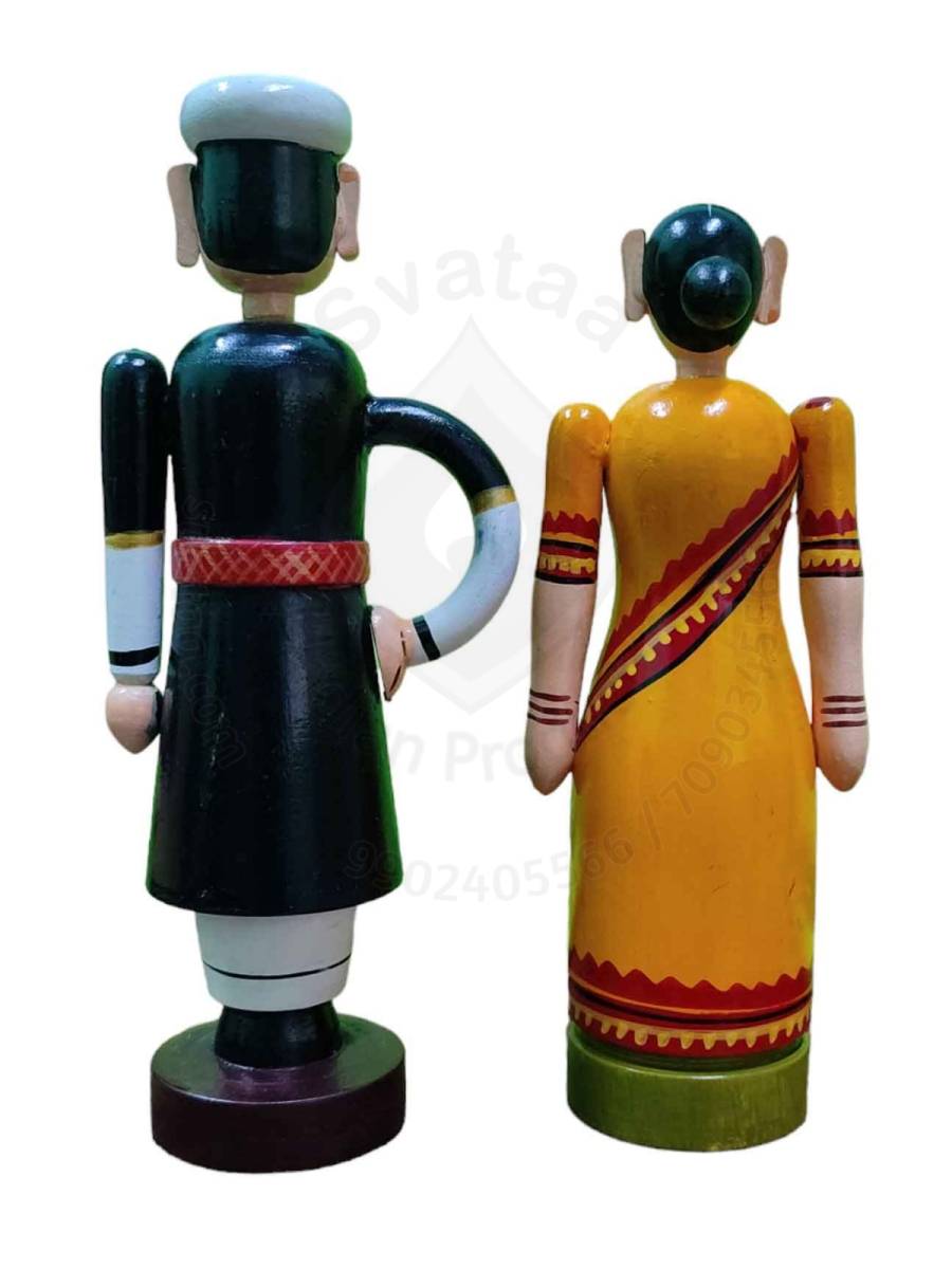 Pair Doll - Traditional Indian Couple - 9.5 inch - Yellow
