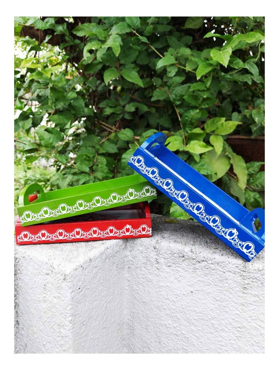 Wooden Serving Tray - Small - Assorted Color - 6x8 inches

