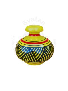 Wooden Vase - Abstract Art - Yellow

