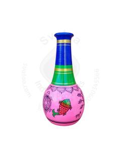Wooden Vase - Madubani Art - Pink
