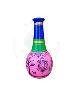 Wooden Vase - Madubani Art - Pink
