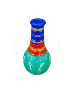 Wooden Vase - Warli Art - Green
