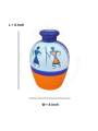 Wooden Vase - Warli Art - Small - White & Orange