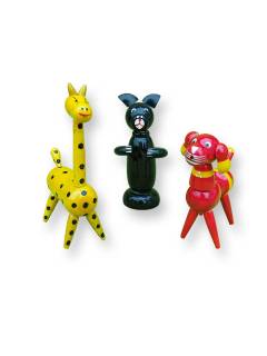Toy - Wooden Animals - Giraffe, Bear, Dog - Set of 3