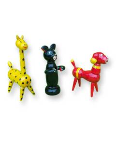 Toy - Wooden Animals - Giraffe, Bear, Dog - Set of 3 Toy - Wooden Animals - Giraffe, Bear, Dog - Set of 3